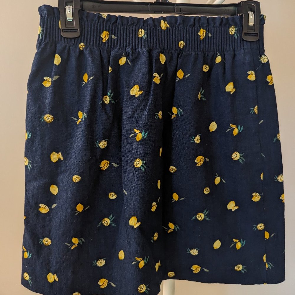 J. Crew Linen Lemon Print Skirt- SZ 0